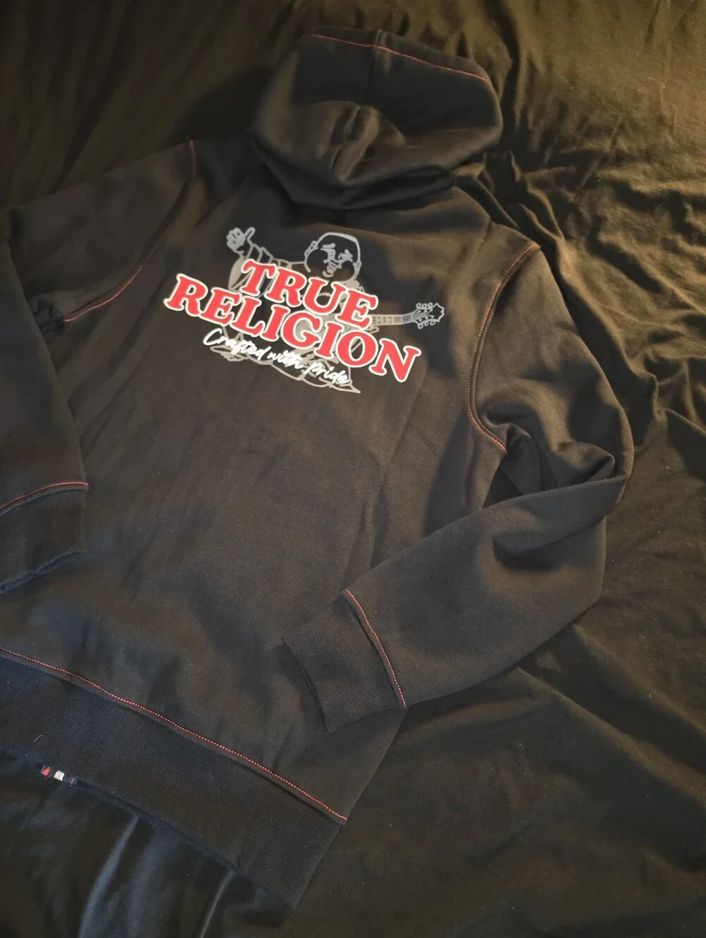 True Religion FIRE! NWOT! The Contrast Logo Hoodie in Black. Sz Sm. R2S!